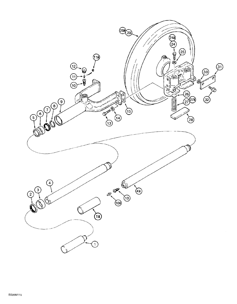 Схема запчастей Case 550G - (5-04) - TRACK ADJUSTER AND IDLER MOUNTING (04) - UNDERCARRIAGE