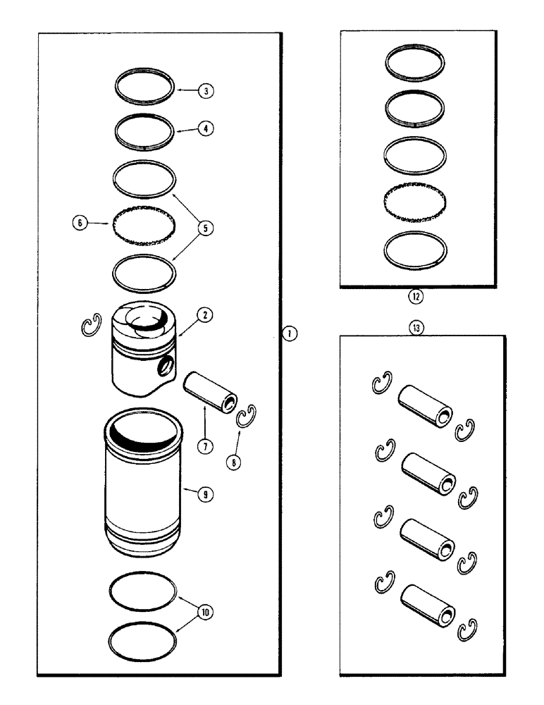 Схема запчастей Case 350 - (032) - PISTONS, 188 DIESEL ENGINE (01) - ENGINE