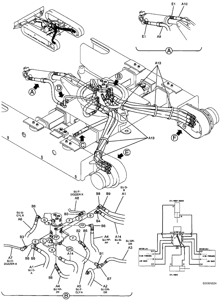 Схема запчастей Case CX17B - (02-009[00]) - HYDRAULICS - LOWER / AT SWIVEL (PU02H00015F1, PU19H00017F1, PU13H00012F1) (35) - HYDRAULIC SYSTEMS