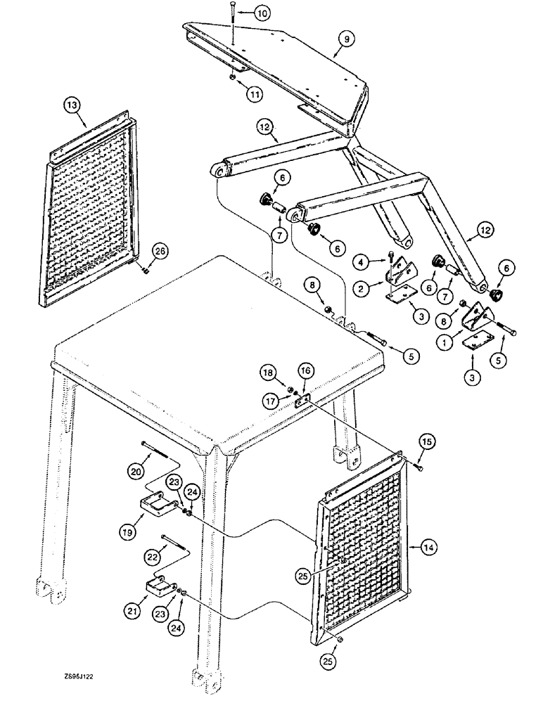 Схема запчастей Case 550E - (9-36) - CANOPY SCREENS AND BRUSH GUARD (09) - CHASSIS/ATTACHMENTS