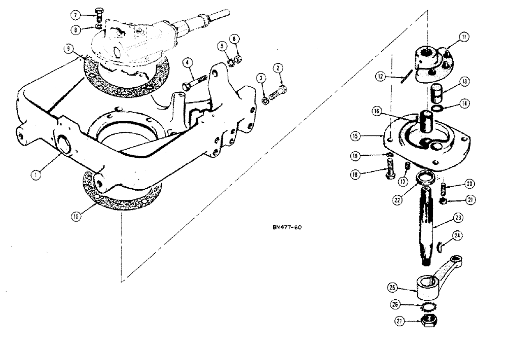 Схема запчастей Case 420BD - (108[A]) - STEERING SUPPORT, LEVER AND SHAFT 