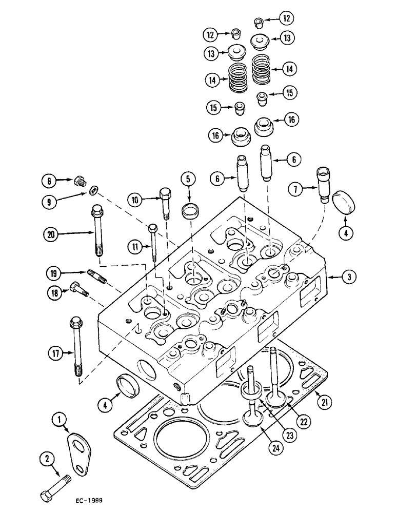 Схема запчастей Case 380B - (2-36) - CYLINDER HEAD (02) - ENGINE