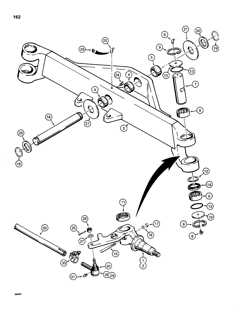 Схема запчастей Case 480C - (162) - FRONT AXLE AND SPINDLES (25) - FRONT AXLE SYSTEM