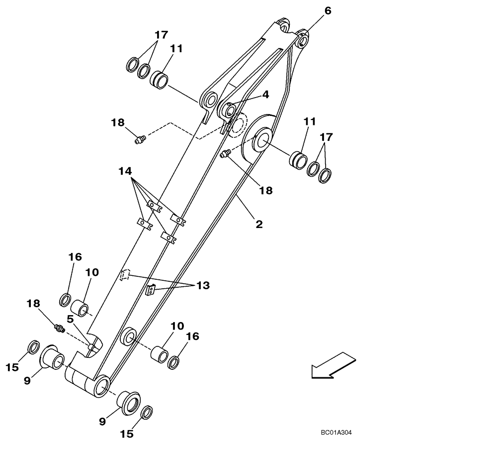 Схема запчастей Case CX225SR - (09-34) - ARM, EXCAVATOR, 2,40 METER (7 FT 10 IN) (09) - CHASSIS