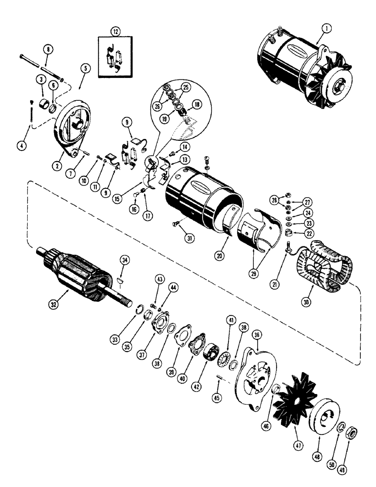 Схема запчастей Case 580 - (071A) - A41452 GENERATOR, (159) SPARK IGNITION ENGINE (55) - ELECTRICAL SYSTEMS