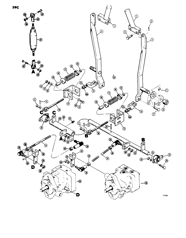 Схема запчастей Case 1816 - (39C) - CONTROLS, FORWARD AND REVERSE, USED TRACTOR SERIAL NO. 9826660 AND AFTER (90) - PLATFORM, CAB, BODYWORK AND DECALS