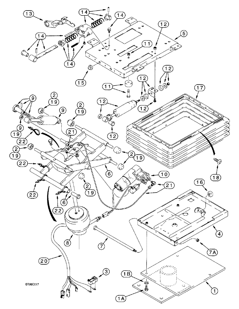 Схема запчастей Case 590SL - (9-73) - DELUXE AIR SUSPENSION SEAT, SUSPENSION ASSEMBLY AND PEDESTAL (09) - CHASSIS/ATTACHMENTS