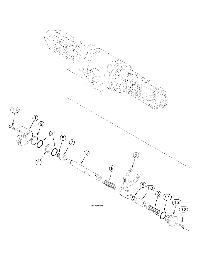 Схема запчастей Case 580L - (6-100) - REAR DRIVE AXLE, DIFFERENTIAL LOCK (06) - POWER TRAIN