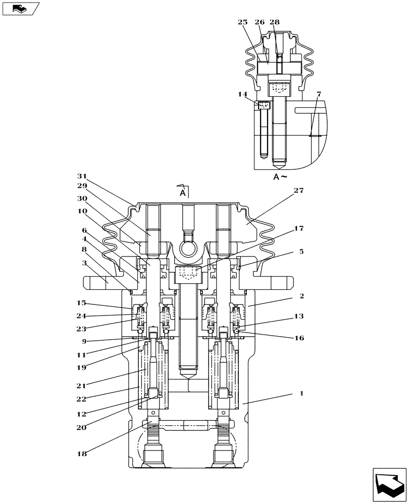 Схема запчастей Case CX235C SR - (35.204.03) - REMOTE CONTROL VALVE (35) - HYDRAULIC SYSTEMS