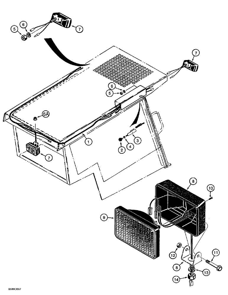 Схема запчастей Case 1838 - (4-12) - WORK LAMPS AND WIRING, FRONT AND REAR (04) - ELECTRICAL SYSTEMS