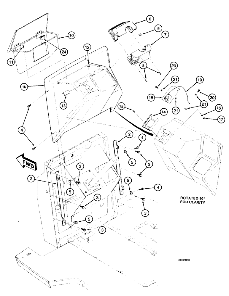 Схема запчастей Case 590SL - (4-22) - FRONT INSTRUMENT PANEL AND COVERS (04) - ELECTRICAL SYSTEMS