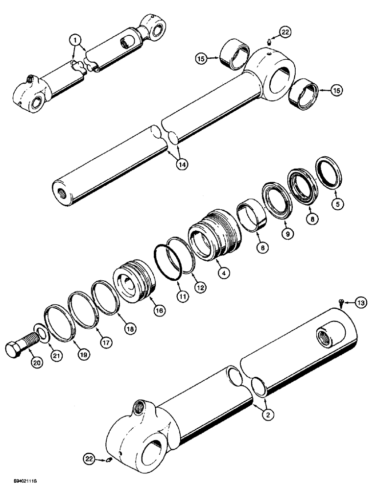 Схема запчастей Case 580SL - (8-166) - BACKHOE BUCKET CYLINDER, (TUBE GREASE FITTING AT CENTER) (08) - HYDRAULICS