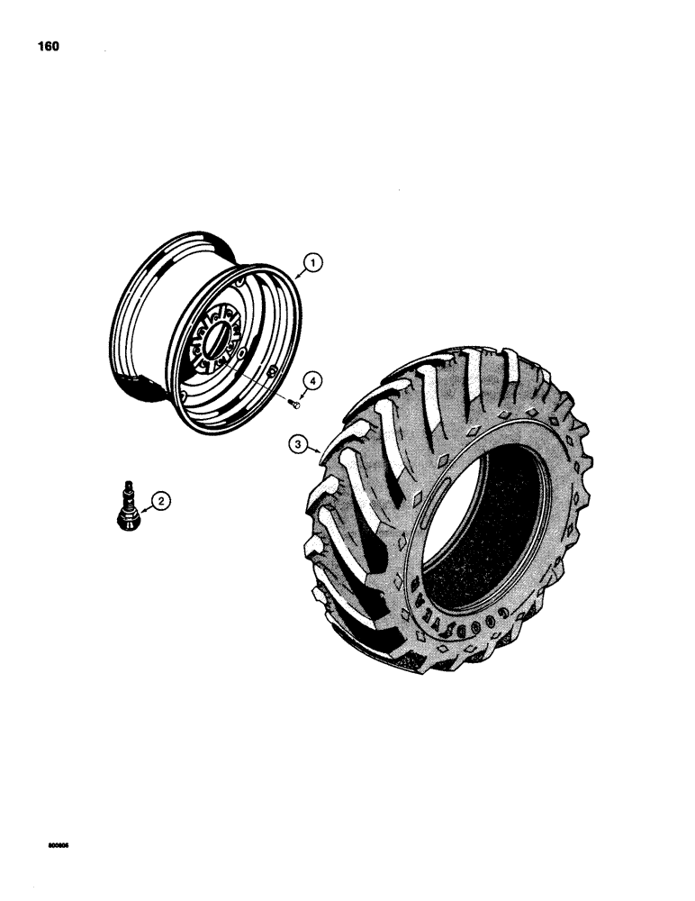 Схема запчастей Case 580D - (160) - REAR WHEELS AND TIRES (06) - POWER TRAIN