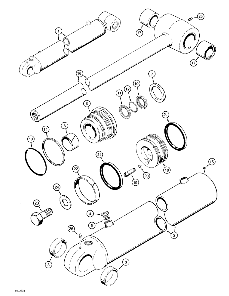 Схема запчастей Case 580SK - (8-131A) - BACKHOE BOOM CYLINDER (08) - HYDRAULICS