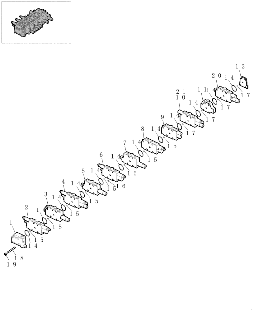 Схема запчастей Case CX16B - (1.050[02]) - HYDRAULIC CONTROL VALVE - COMPONENTS (35) - HYDRAULIC SYSTEMS