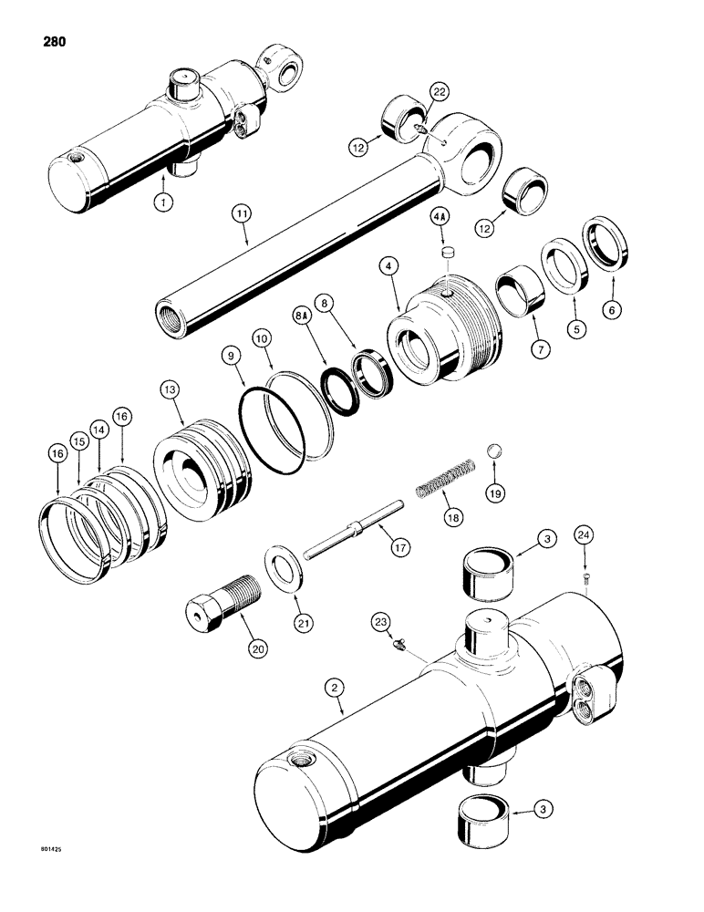 Схема запчастей Case 680H - (280) - G104134 BACKHOE SWING CYLINDER (08) - HYDRAULICS