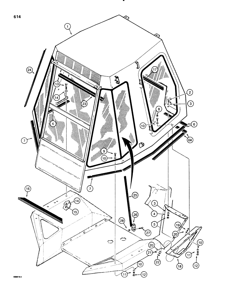 Схема запчастей Case 580SE - (614) - ROPS CAB AND MOUNTING PARTS (09) - CHASSIS/ATTACHMENTS