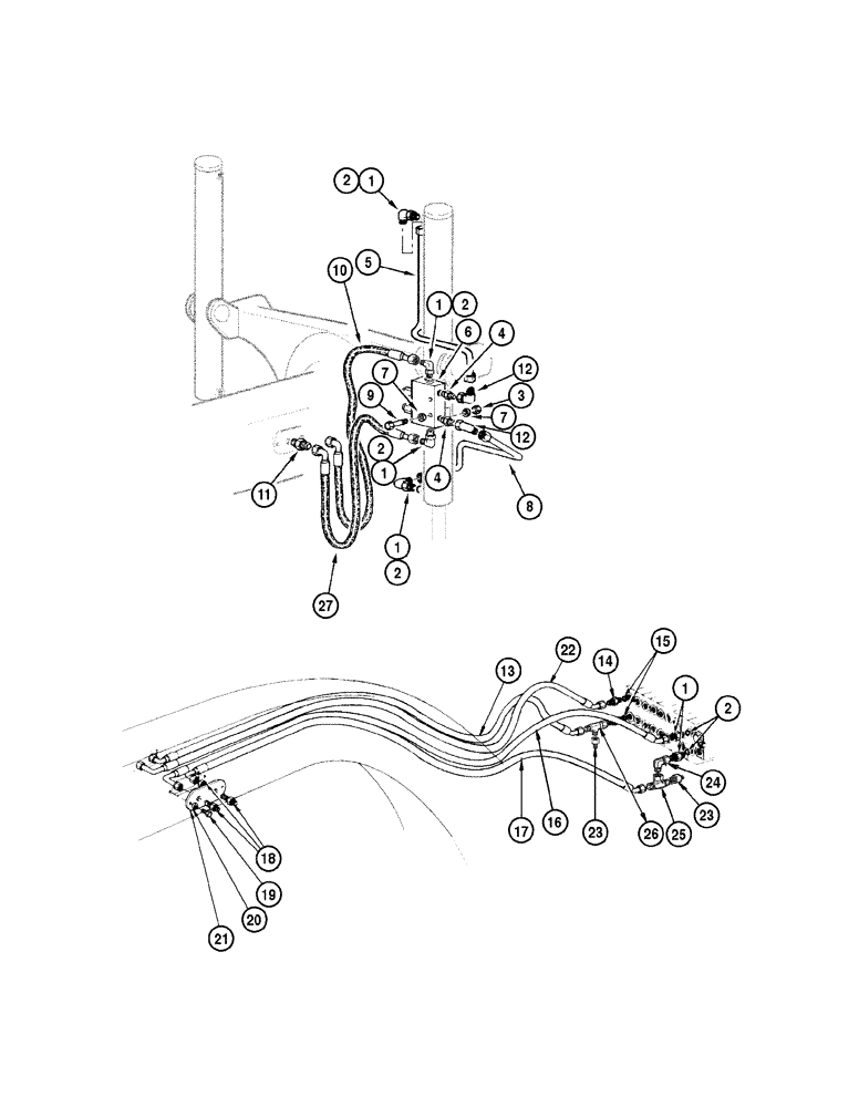 Схема запчастей Case 845 DHP - (08-026[01]) - BLADE HYDRAULIC CIRCUIT - LIFTING (08) - HYDRAULICS