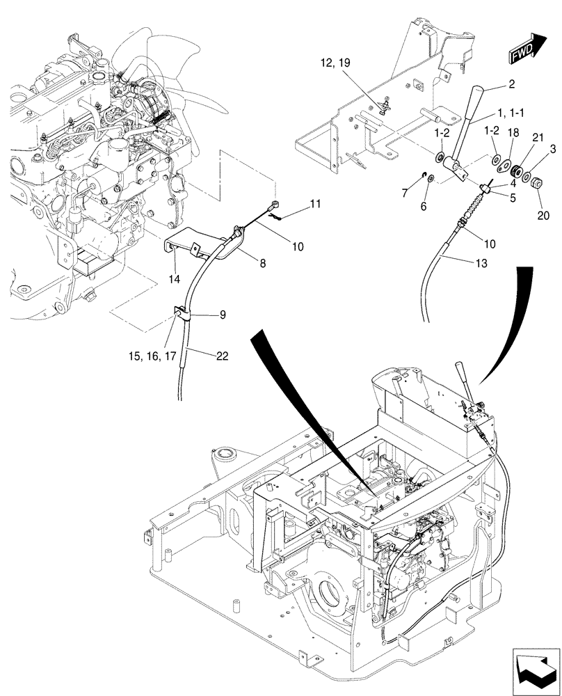 Схема запчастей Case CX17B - (01-016) - ENGINE, ACCELERATOR CONTROL - BTW PU09-08001 - PU09-09384 (10) - ENGINE