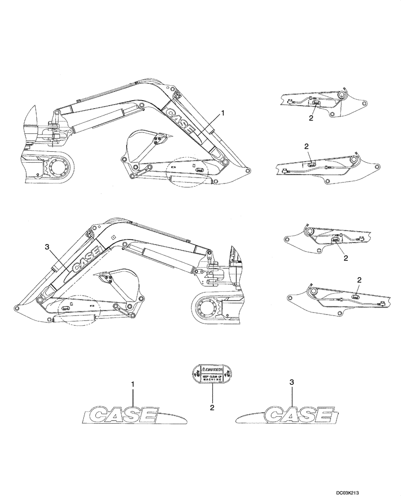 Схема запчастей Case CX47 - (09-55[00]) - DECALS - BOOM (09) - CHASSIS/ATTACHMENTS