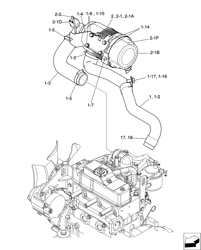 Схема запчастей Case CX31B - (01-014[00]) - CLEANER ASSY, AIR, CANOPY (10) - ENGINE