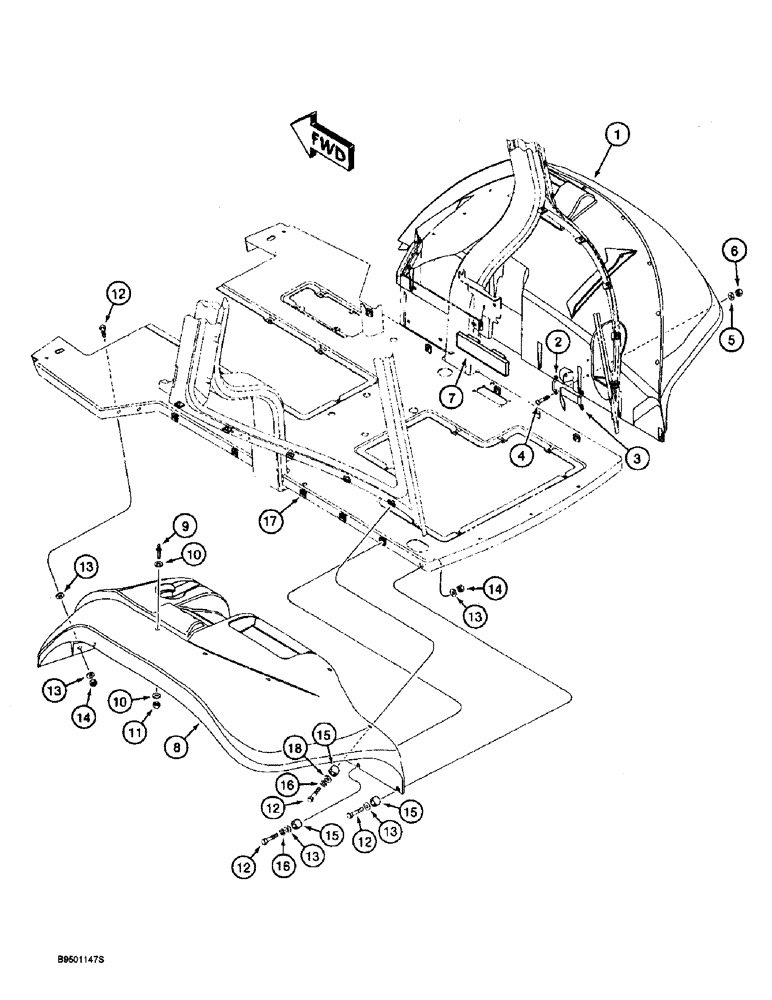 Схема запчастей Case 580L - (9-094) - REAR FENDERS, CAB MODELS (09) - CHASSIS/ATTACHMENTS