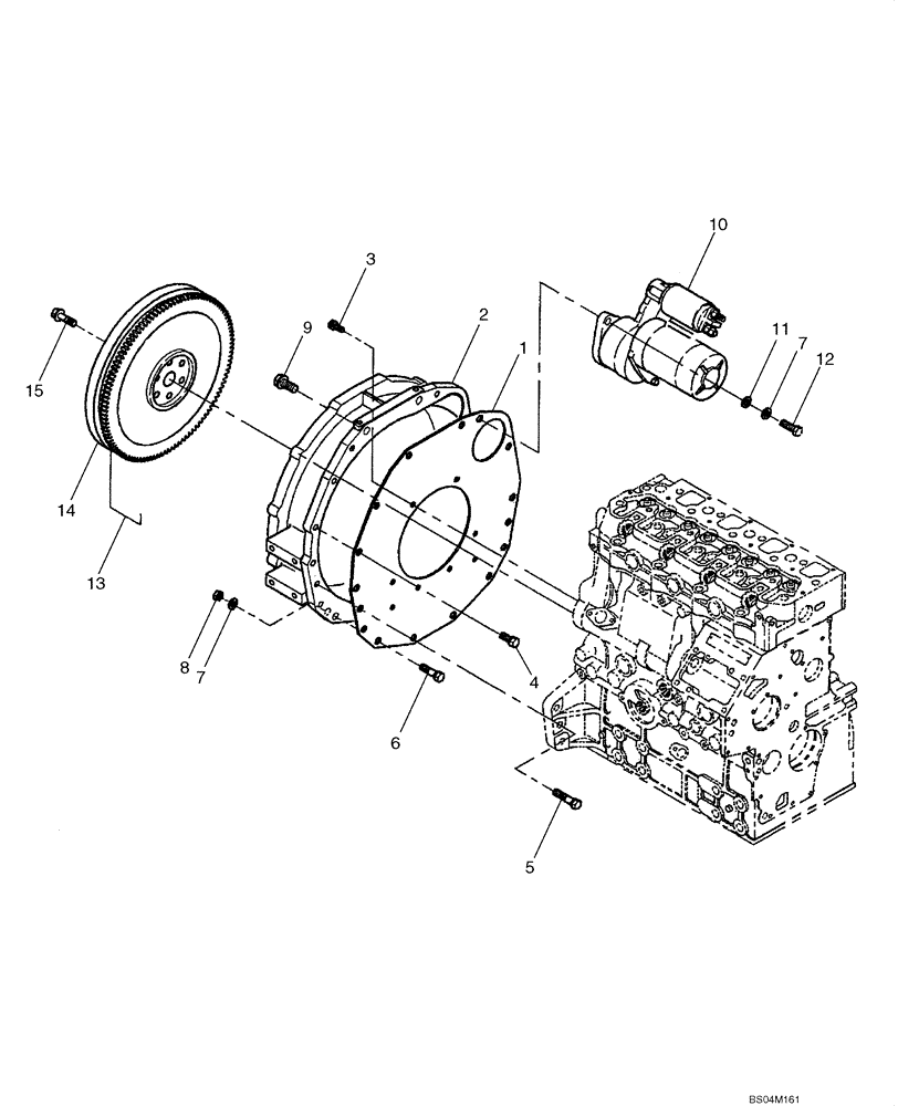 Схема запчастей Case SV185 - (10.103.02) - FLYWHEEL, BELL HOUSING & STARTER (10) - ENGINE