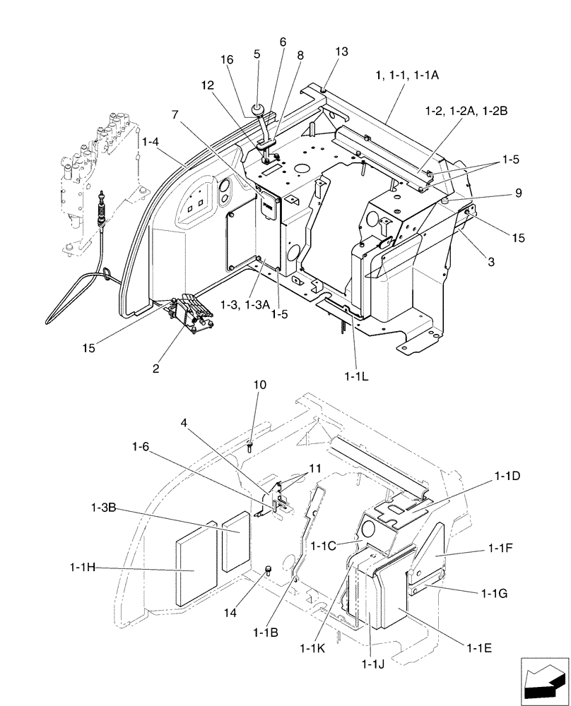 Схема запчастей Case CX50B - (01-038[01]) - CONTROLS, OPERATORS, ANGLE DOZER (90) - PLATFORM, CAB, BODYWORK AND DECALS