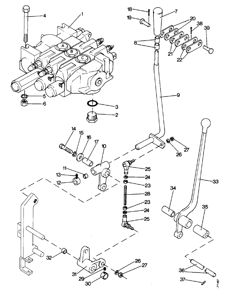 Схема запчастей Case 850 - (H11-1) - 3 SPOOL CONTROL VALVES AND LEVERS (07) - HYDRAULIC SYSTEM