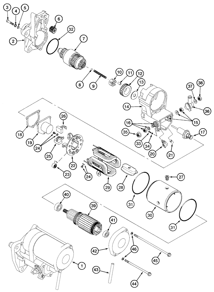 Схема запчастей Case 721C - (04-02) - STARTER ASSY (04) - ELECTRICAL SYSTEMS