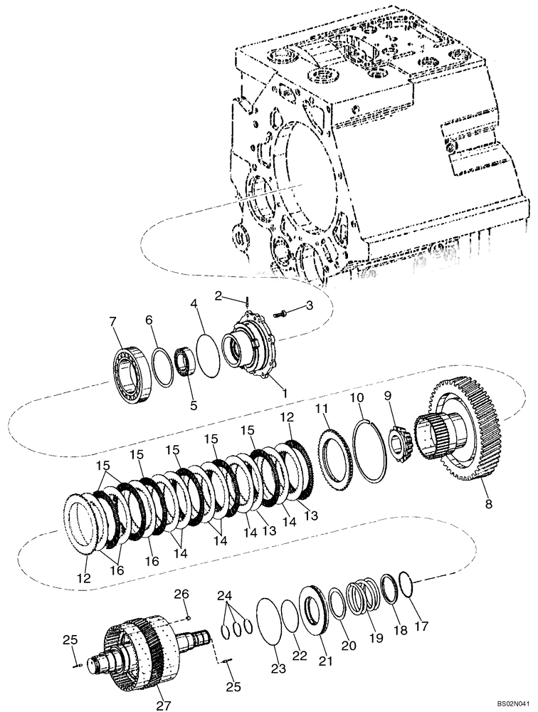 Схема запчастей Case 1121F - (21.116.09) - TRANSMISSION - CLUTCH ASSY, THIRD AND FORTH (21) - TRANSMISSION