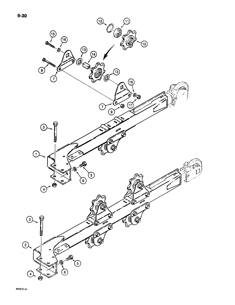 Схема запчастей Case MAXI-SNEAKER C - (9-30) - TRENCHER BOOMS AND MOUNTING (09) - CHASSIS/ATTACHMENTS