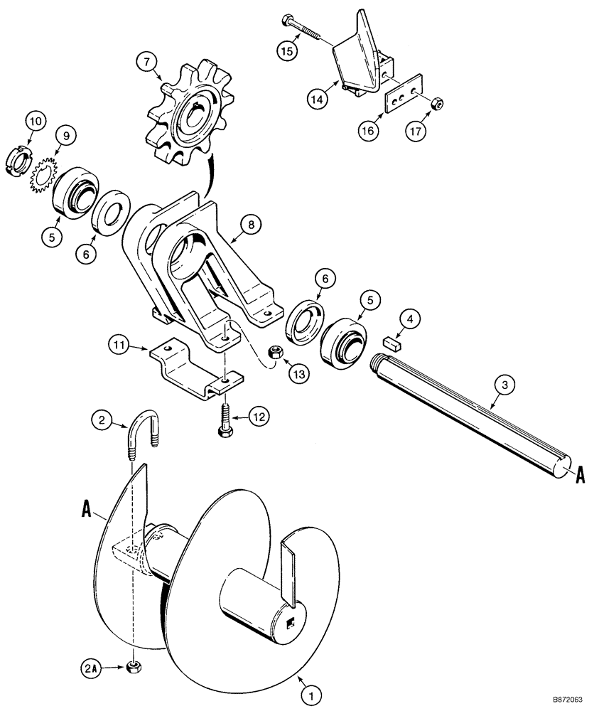 Схема запчастей Case TF300B - (09-24) - MOUNTING AUGER, CHAIN SPROCKET AND DRAG PLATES (09) - CHASSIS/ATTACHMENTS