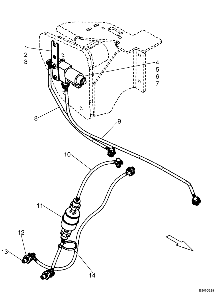 Схема запчастей Case 445CT - (03-01B) - FUEL LINES - FUEL SHUT-OFF VALVE, IF USED (SEE REF 3) (03) - FUEL SYSTEM