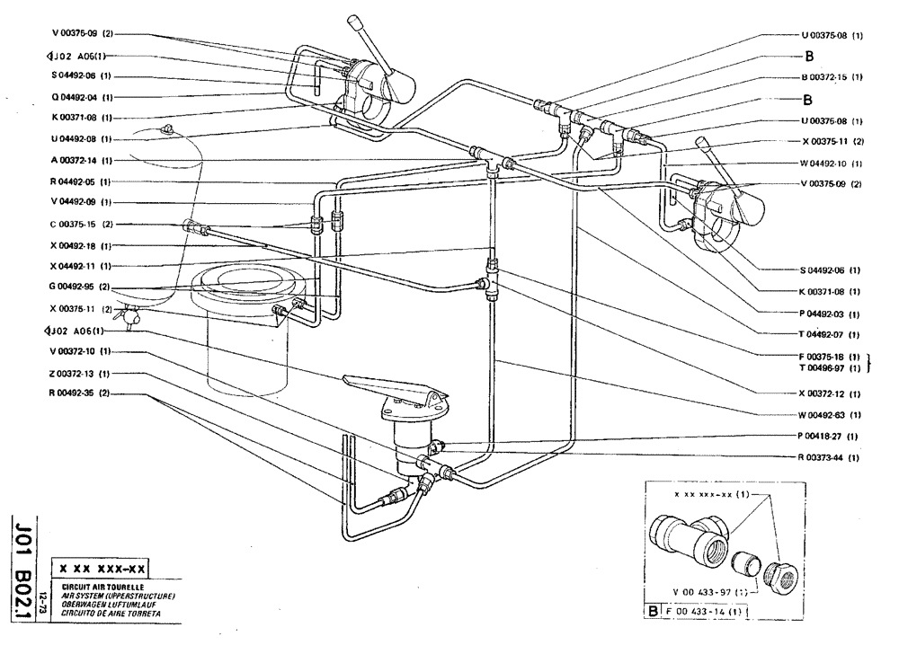 Схема запчастей Case TY45 - (J01 B02.1) - AIR SYSTEM - UPPERSTRUCTURE (05) - UPPERSTRUCTURE CHASSIS