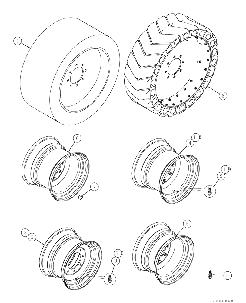 Схема запчастей Case 85XT - (06-15) - WHEELS (Nov 3 2009 8:28AM) (06) - POWER TRAIN