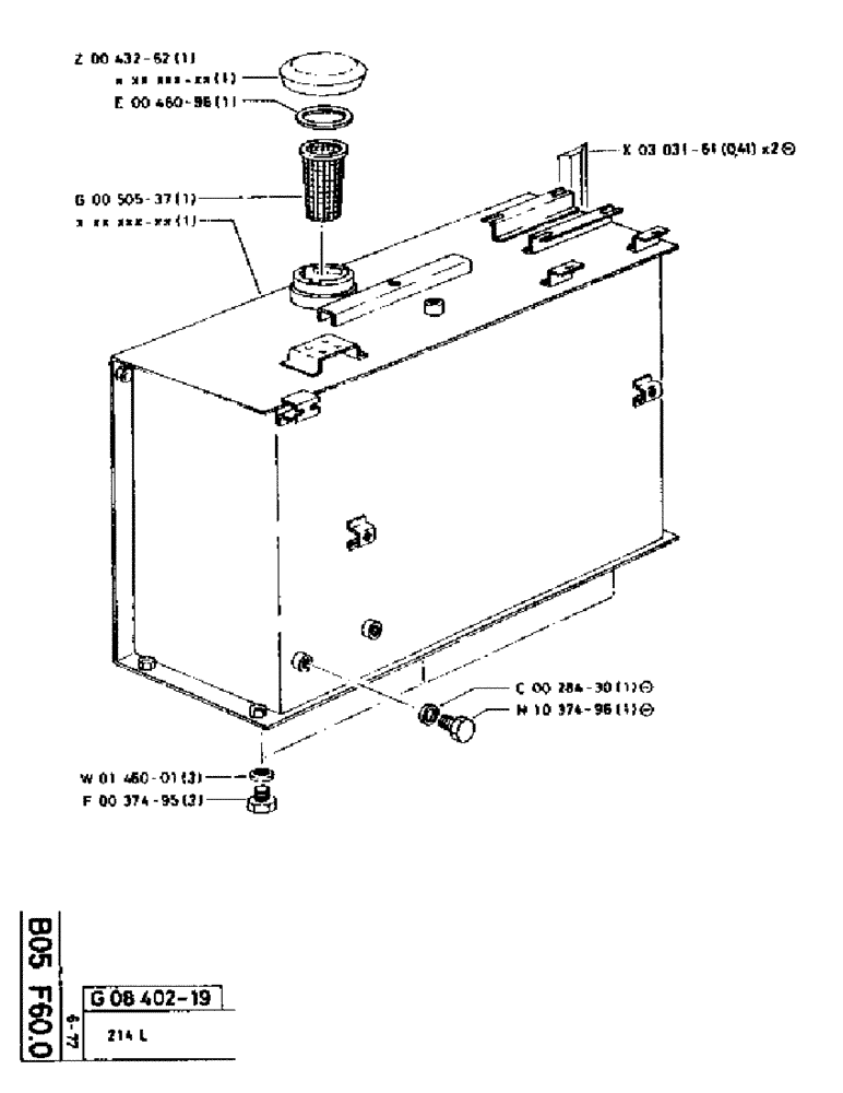 Схема запчастей Case 75P - (023) - FUEL TANK - 214L (02) - FUEL SYSTEM