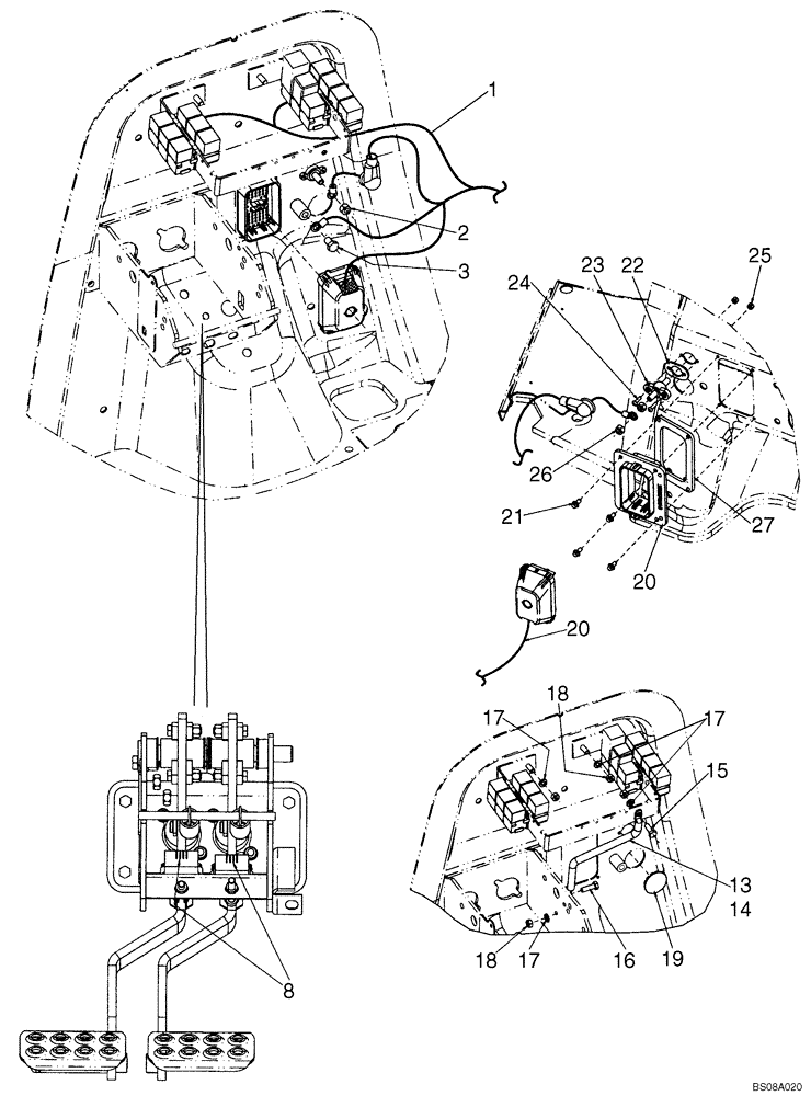 Схема запчастей Case 580M - (04-08) - HARNESS, FRONT CONSOLE - MOUNTING (04) - ELECTRICAL SYSTEMS