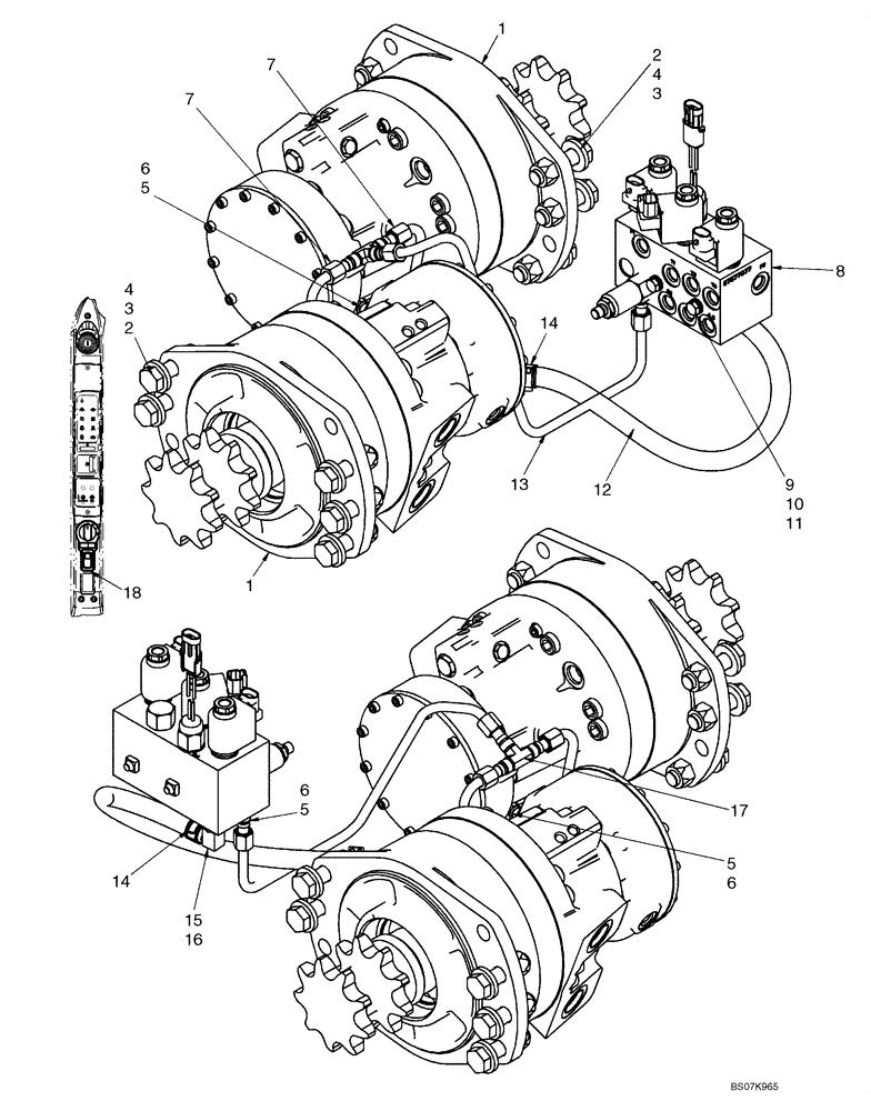 Схема запчастей Case 420 - (06-24) - HYDROSTATICS - TWO SPEED, DRIVE MOTORS (PILOT CONTROL) (06) - POWER TRAIN