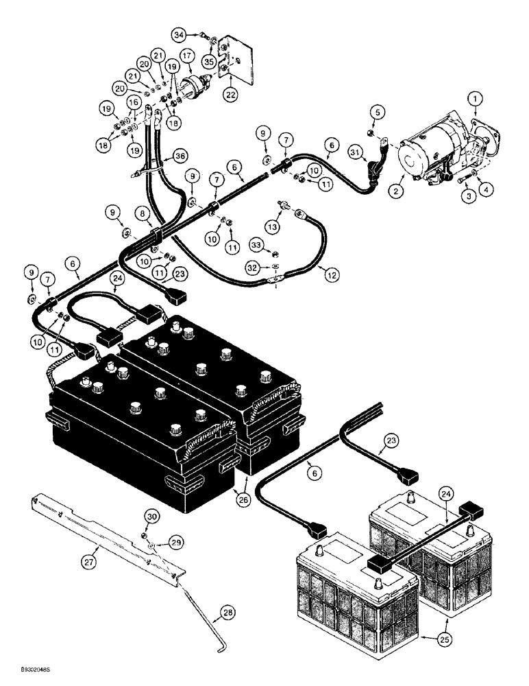 Схема запчастей Case 621B - (4-38) - STARTER, BATTERY, AND BATTERY CABLES (04) - ELECTRICAL SYSTEMS