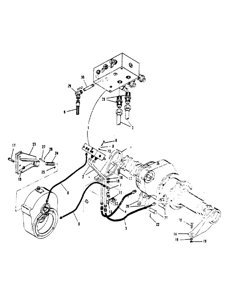 Схема запчастей Case 1000 - (28) - HYDRAULIC LINES - P.T.O. & STEERING CIRCUIT 