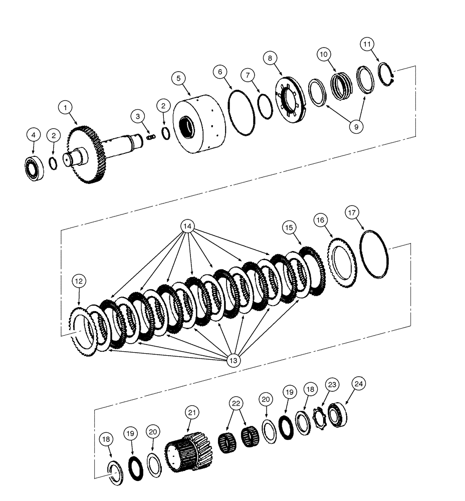 Схема запчастей Case 845 - (06-14[01]) - TRANSMISSION - 2nd SPEED AXLE (06) - POWER TRAIN