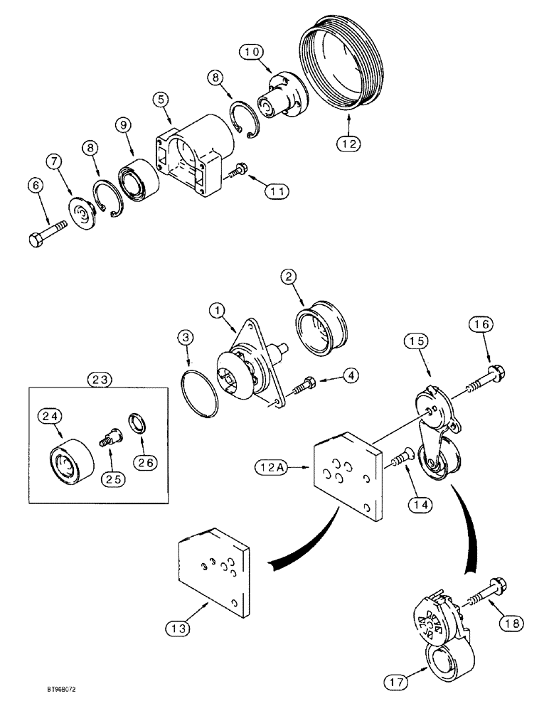 Схема запчастей Case 1155E - (2-004) - WATER PUMP SYSTEM, 6-830 ENGINE, 6T-830 ENGINE (02) - ENGINE