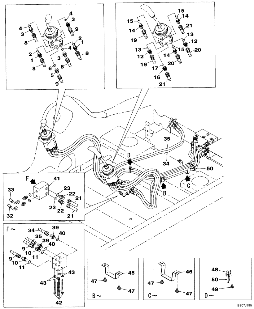 Схема запчастей Case CX130B - (08-20) - PILOT CONTROL LINES, ATTACHMENT - TWO WAY (08) - HYDRAULICS