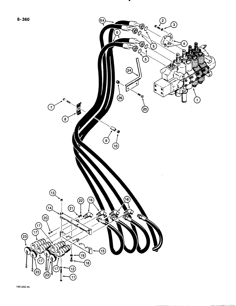 Схема запчастей Case 1455B - (8-360) - DUAL PULL BEHIND HYDRAULIC CIRCUIT (08) - HYDRAULICS