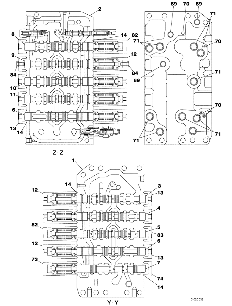 Схема запчастей Case CX460 - (08-78) - KTJ2184 VALVE ASSY, CONTROL ( - DAC0746101) (08) - HYDRAULICS