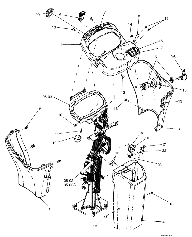 Схема запчастей Case 521E - (05-04) - CAB - STEERING COLUMN - COVERS, SWITCHES (05) - STEERING