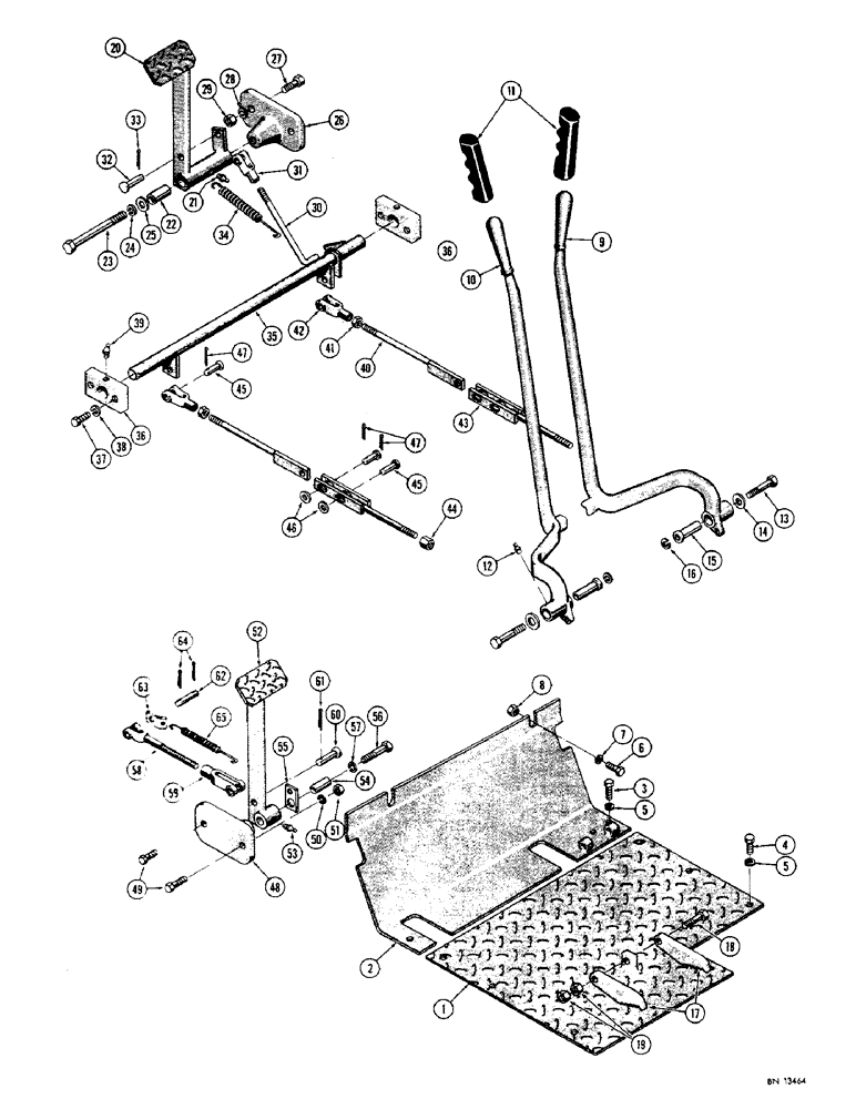 Схема запчастей Case 310G - (116) - FLOOR PLATE, STEERING LEVERS, CLUTCH AND BRAKE PEDALS (05) - UPPERSTRUCTURE CHASSIS