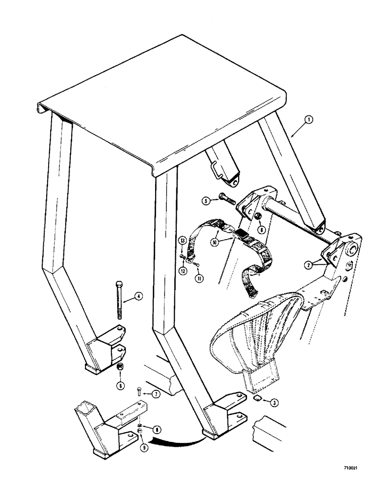 Схема запчастей Case 33 - (166) - ROLL BAR AND SEAT BELTS, ROLLBAR 