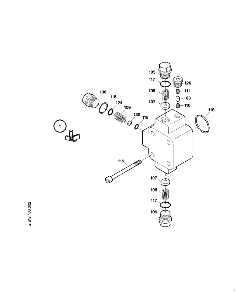 Схема запчастей Case 221D - (23.060[2812166000]) - FEED. PRESS. VALVE (35) - HYDRAULIC SYSTEMS